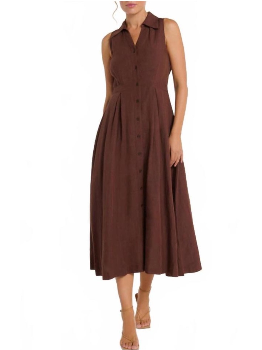 Hermoza Stacia Shaved Chocolate  Button-Front Maxi Dress